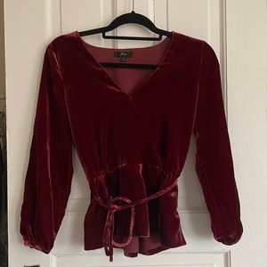 JCrew maroon velvet blouse